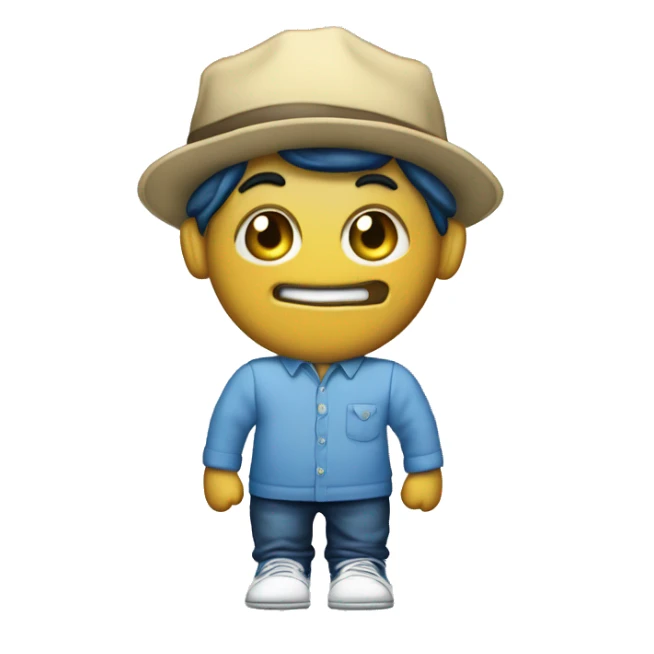 hormiga con unifrome de camisa blanca gorra azul y zapatos comodos con un celular en la sticker