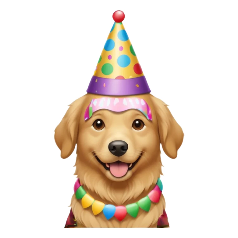 golden retriever at a birthday party sticker