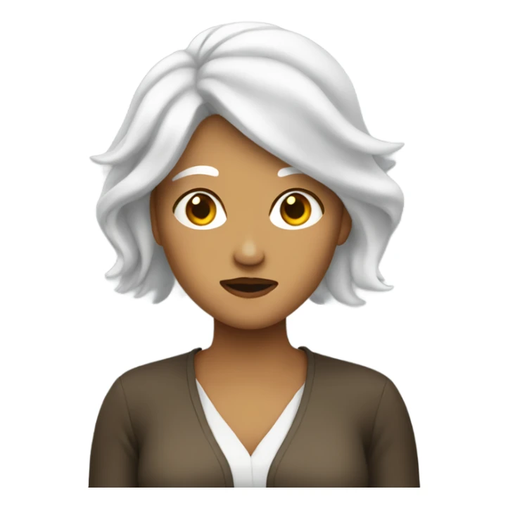 Woman with white hair shrugging sticker