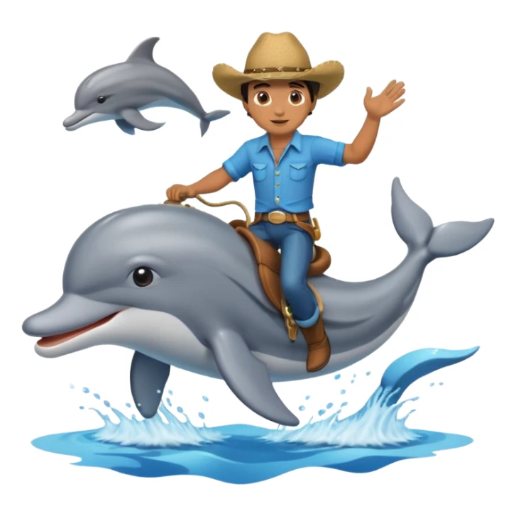Cow boy riding a dolphin  sticker