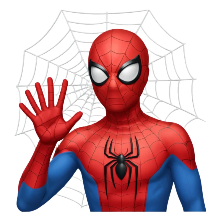 do a spider man and spider web throwing from his hand with ily position sticker
