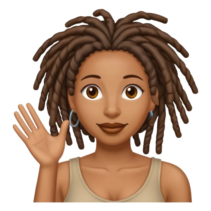Black woman with locs saying hi sticker