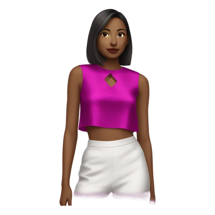 Realistic magenta cut out silk crop top blouse. sticker