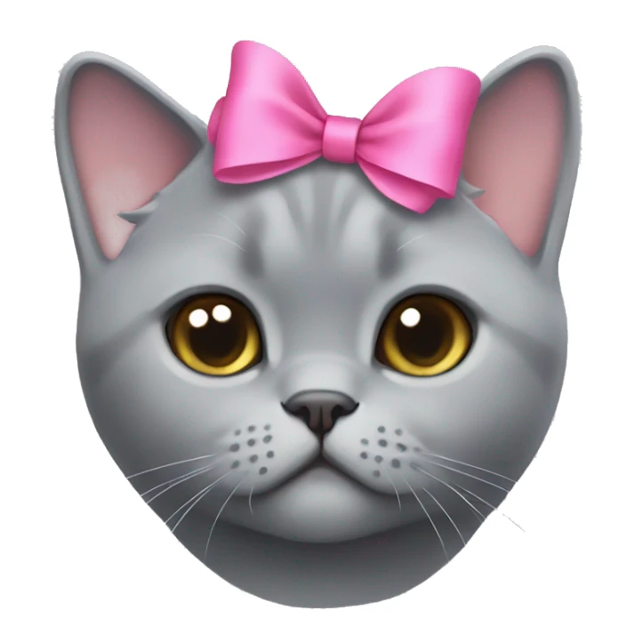 Grey british shorthair cute with a pink bow on her head sticker