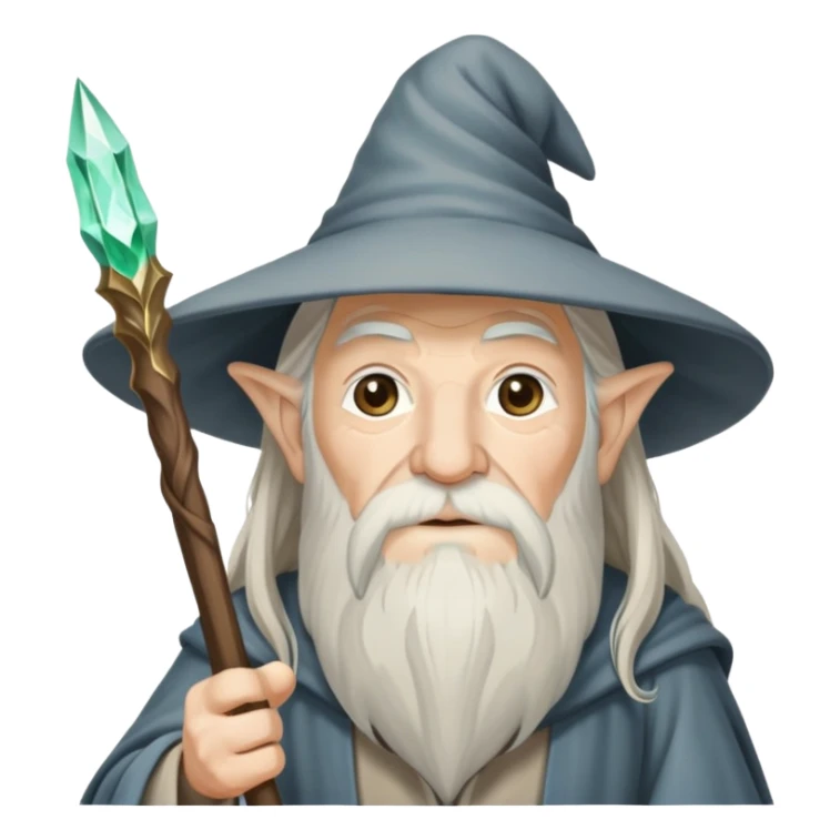 Gandalf the wizard with long white beard, pointy hat, and staff sticker