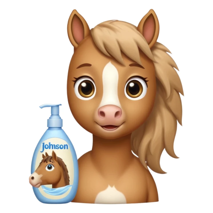 A cartoon horse holding johnson baby body lotion sticker