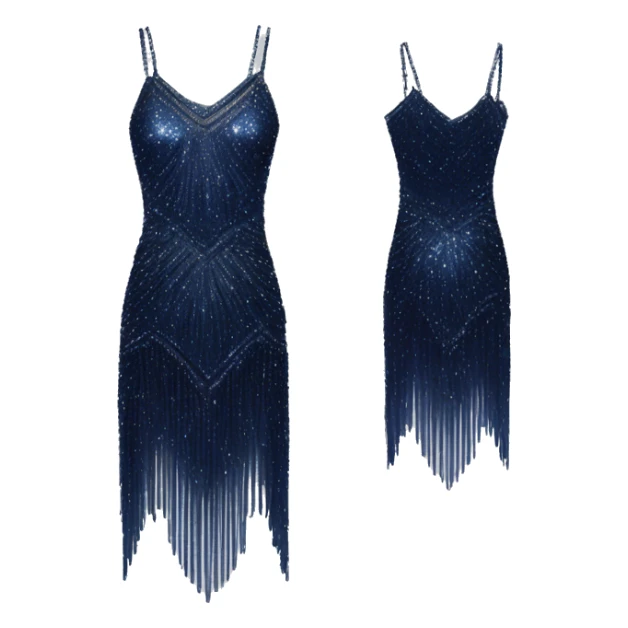 Navy blue sparkly flapper style dress with thin straps sticker