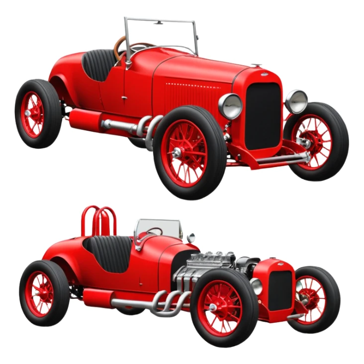  Blood red Fenderless extended-wheelbase 1926 luxury racing Ford lowered powerful 4 cylinder engined racing car featuring advanced rugged 4 wheel independent suspension, power steering, disc brakes, small leather covered steering wheel, side mounted cowl exhaust  sticker