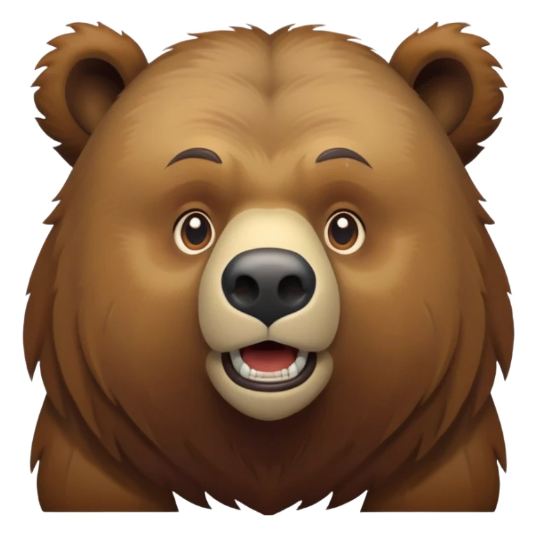 Russian grizzly bear, front view, brown fur, iOS emoji style sticker