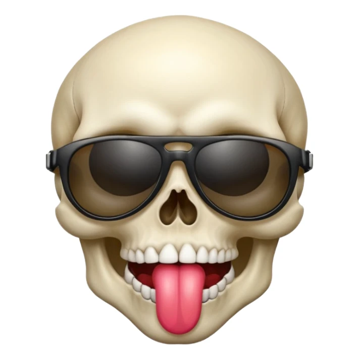 Skull wearing sunglasses and tongue sticking out sticker