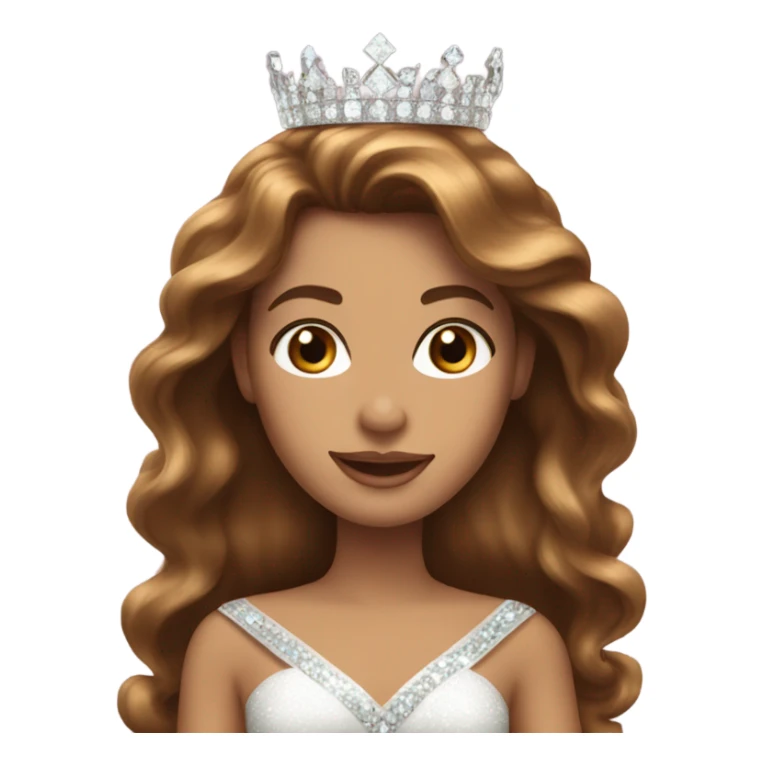 White pageant queen with long brown hair with crown  sticker