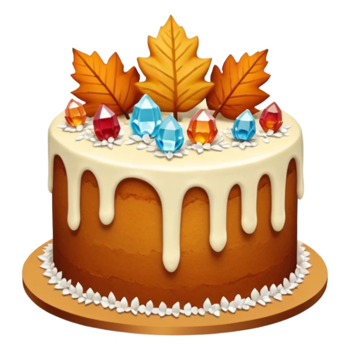 Two layer autumn cake adorned with overflowing raw crystals & leaves  sticker