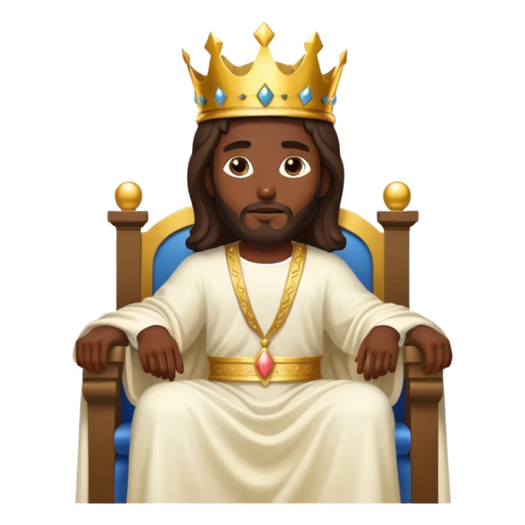 Dark skin Jesus on his heavenly Throne with just a Gold crown sticker