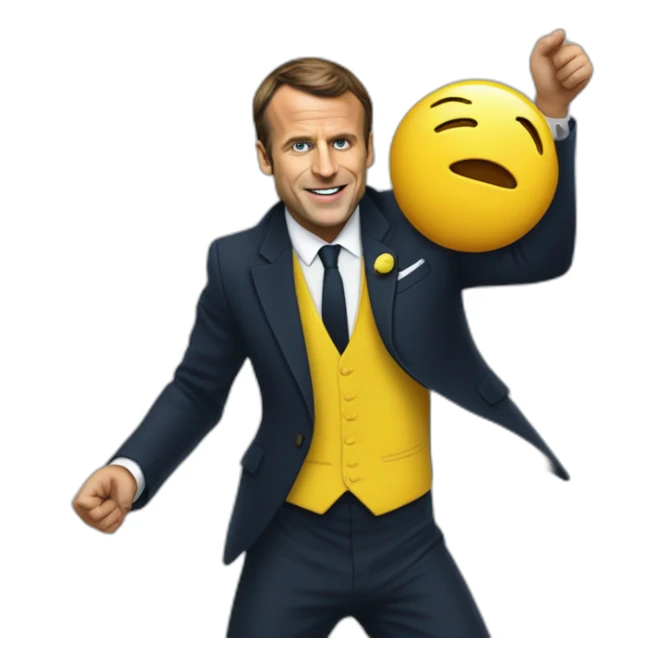 Emanuel Macron en gilet jaune qui danse sticker