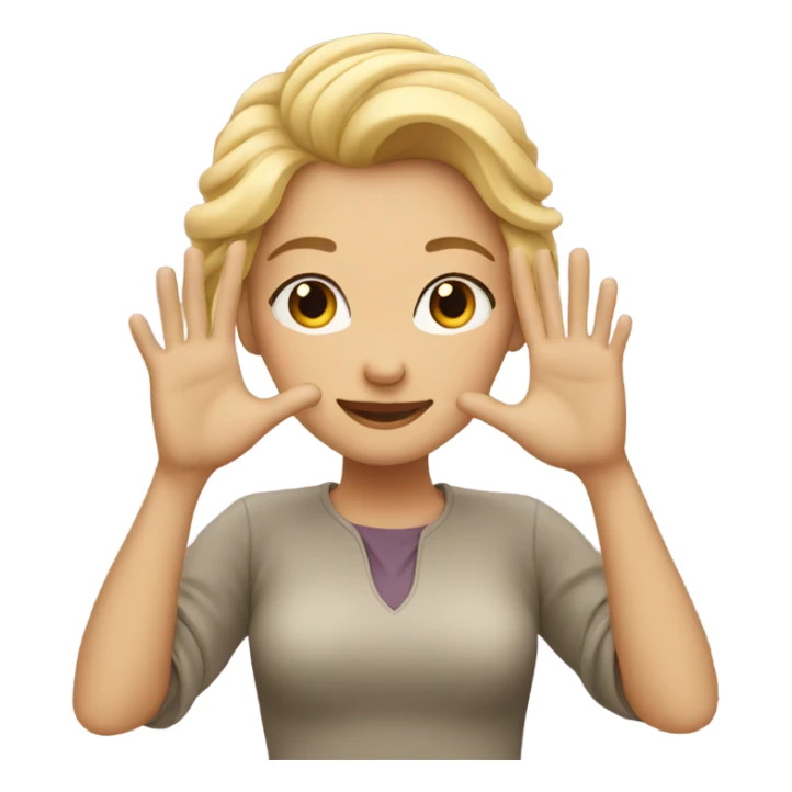 woman with blonde hair making heart with hands sticker