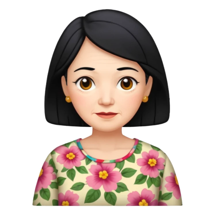 grandmother with black hair half body sticker