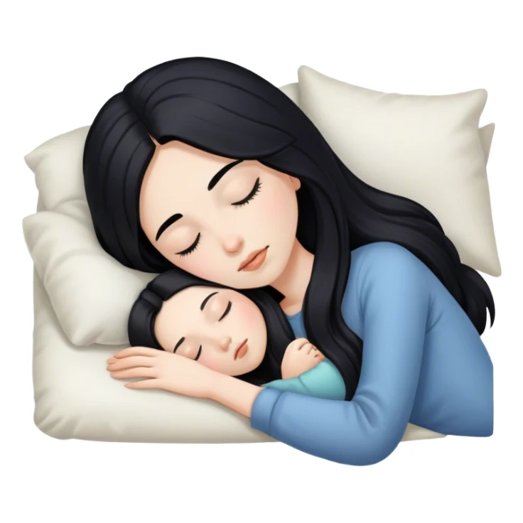 pale girl with long black hair sleeping  sticker