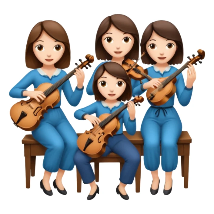 Create an imagine of three brunette women playing string instruments sticker