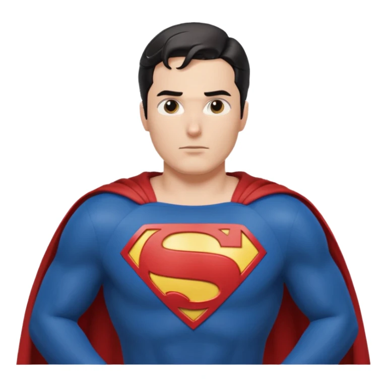 Make a Superman emoji with hands on hips, cape blowing, and the Superman "S" on the front sticker