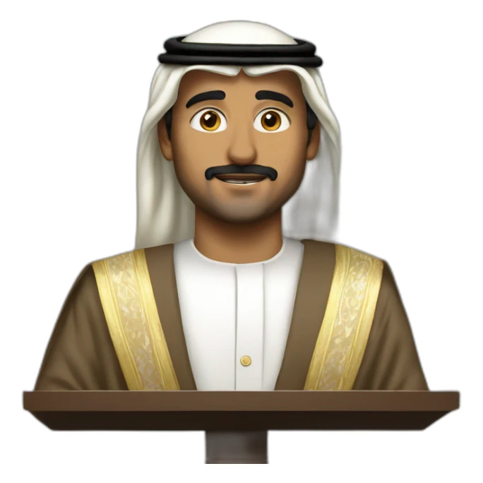 saudi prince delivers a speech at podium sticker