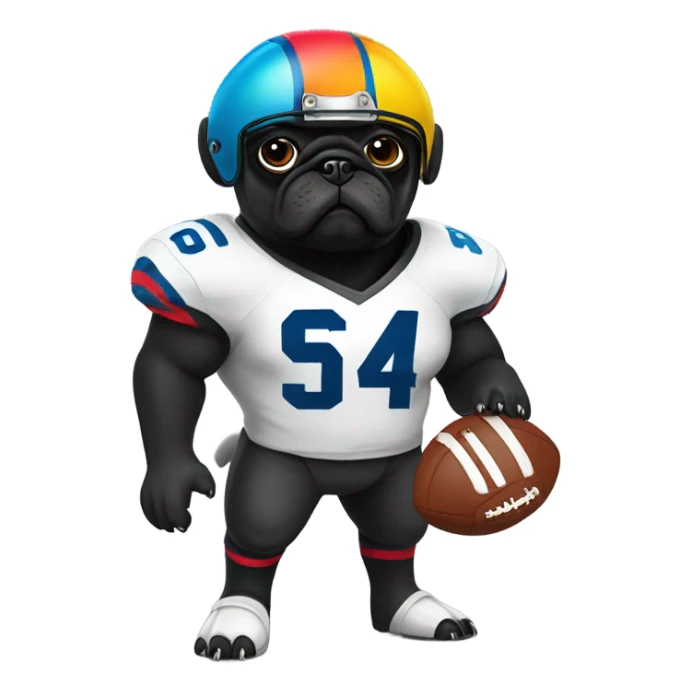 Black pug in a football uniform sticker