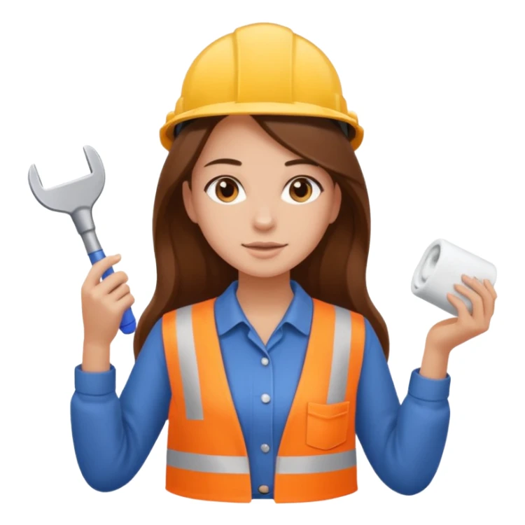 beautiful girl with long brown hair constructing new bathroom sticker
