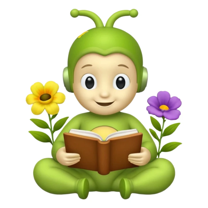The Teletubby Dipsy reading books + flowers  sticker