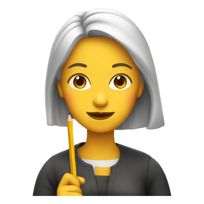 Woman with pencil sticker