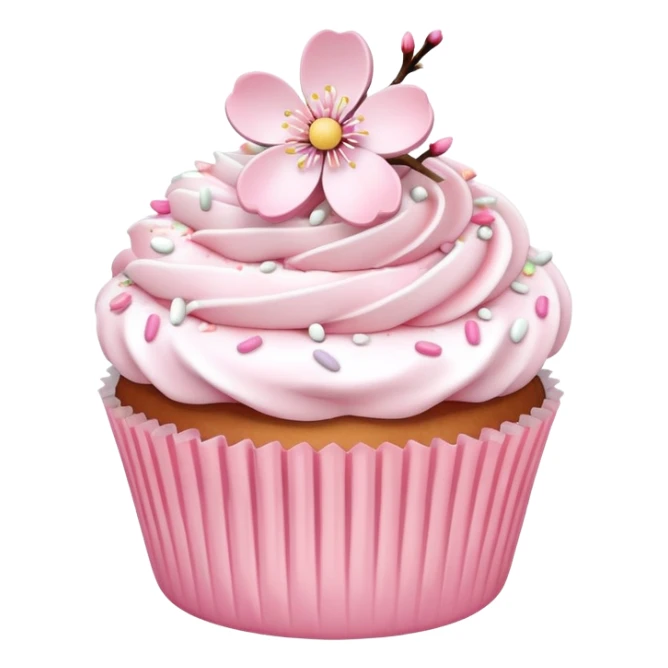 Cute Pastel pink and white Cherry Blossom Sakura Cupcake sticker