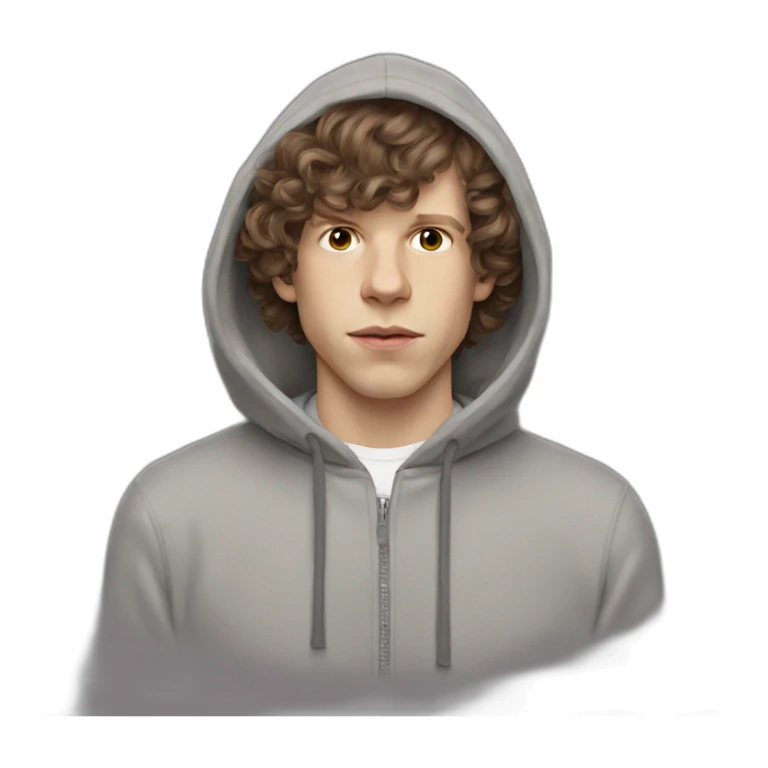 Jesse Eisenberg grey hoodie brown hair sticker