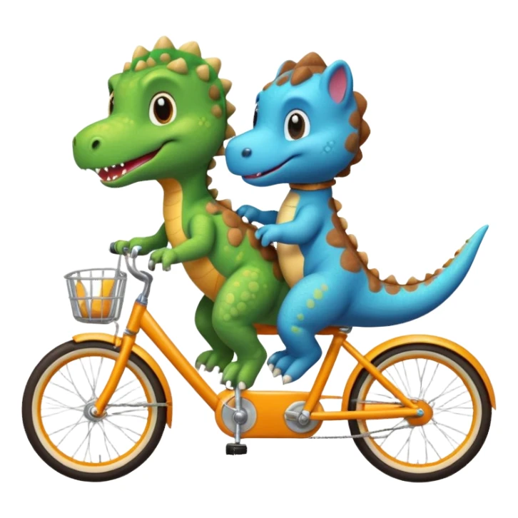 Baby dinosaur and  puppy riding a retro bike  sticker