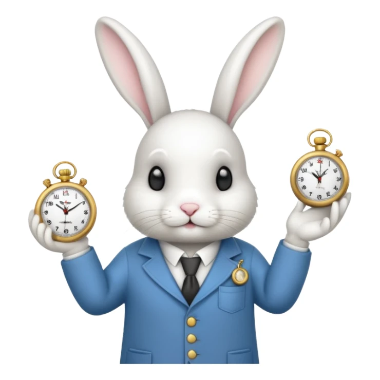 white bunny with a clock on his hand signaling the clock sticker