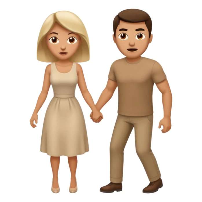a man angrily moving his wife out the way she looks satisfied sticker