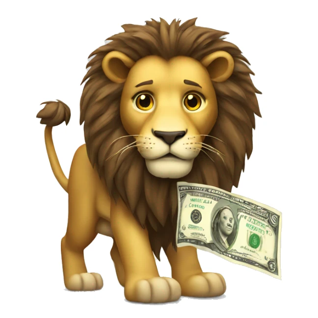 lion with a dolar in hand sticker