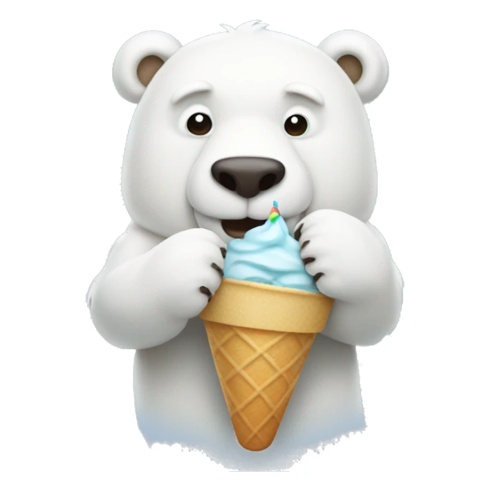 Icebear with ice cream in his hands sticker