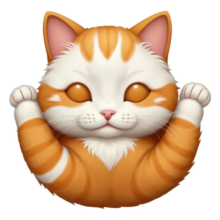 ginger and white small cat upside down with eyes closed sticker