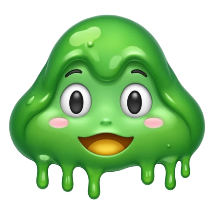 emoji representing AI slop, green and goopy, melting sticker
