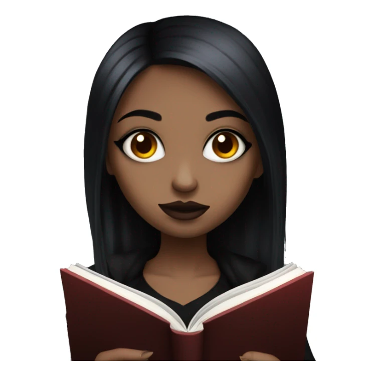 goth girl with black and red hair reading a book sticker