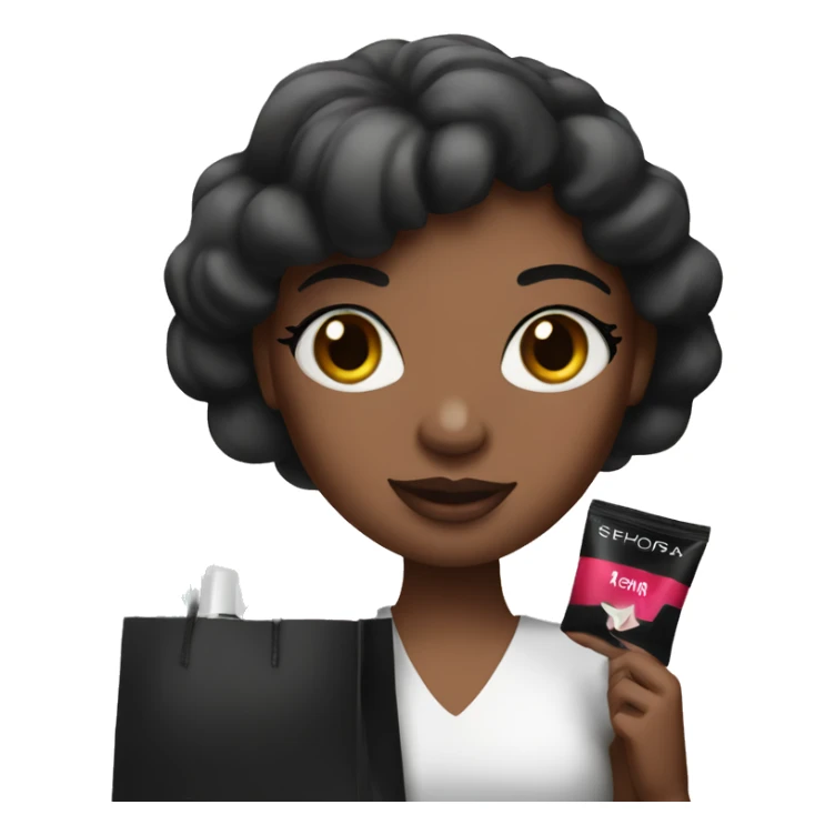 A girl holding a Sephora bag sticker