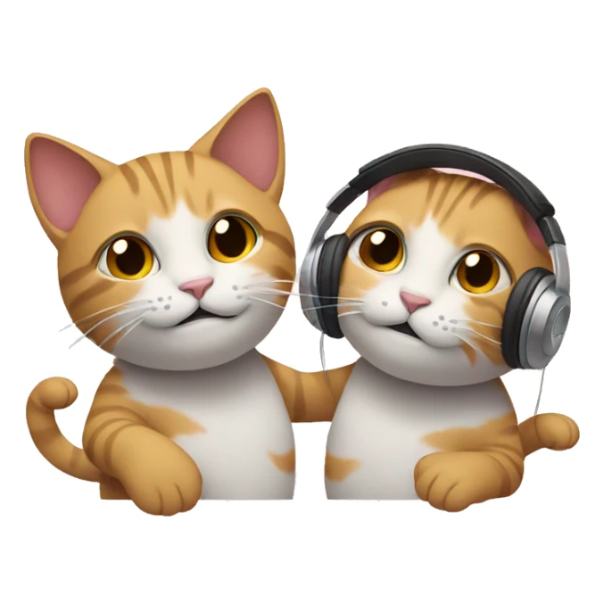 two cats listening to music sticker