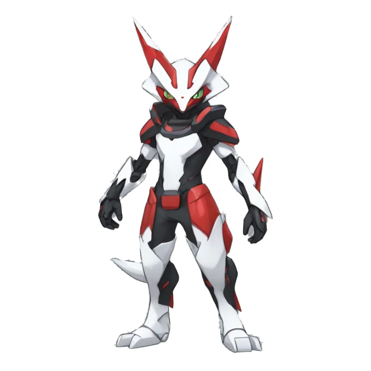  Cool Edgy Futuristic Black White Red Zangoose-Digimon-Medabot-Mecha full body sticker