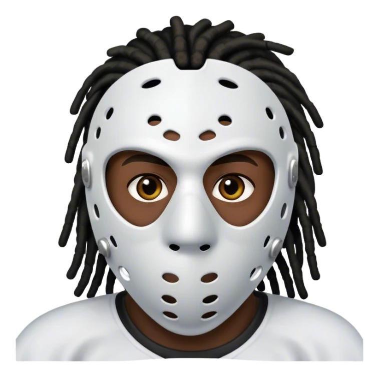 dark skinned black man with short dreads wearing hockey mask sticker