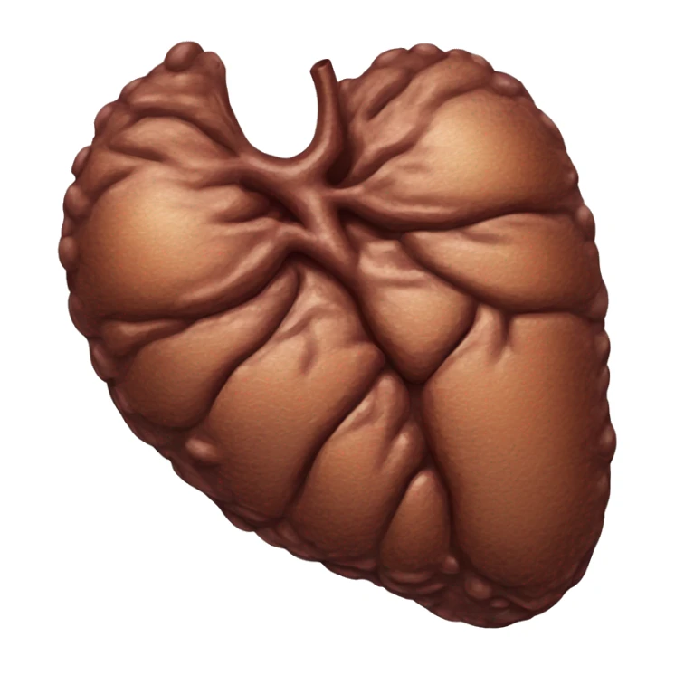 “A detailed illustration of a human liver, showing its shape, texture, and rich brown color, with subtle shading for depth.” sticker