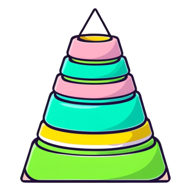 cute pastel pink stacking pyramid toy with colorful rings sticker