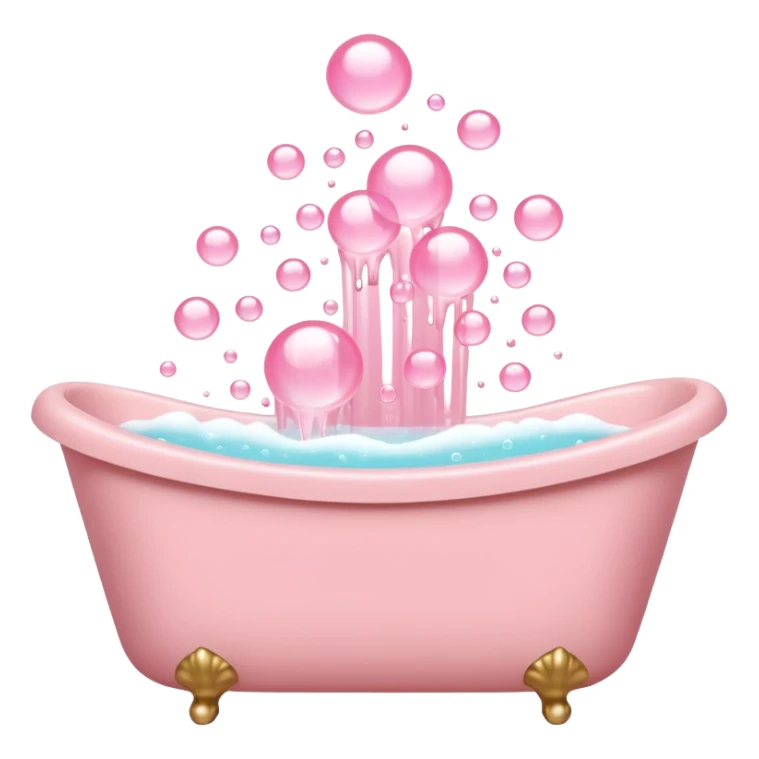 A light pink bathtub filled with light pink bubbles. Light pink bubbles rise upward above it. sticker