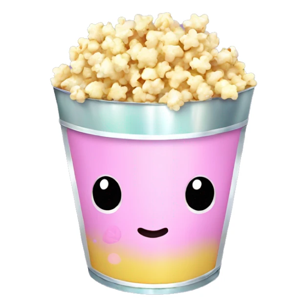 Kawaii chrome pastel glittery popcorn bucket    sticker