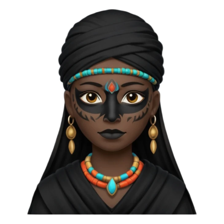 shaman woman in black clothes black face cover cloth sticker