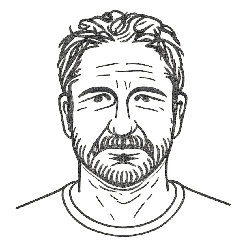 hand drawn outline style portrait inspired by Gerard Butler sticker