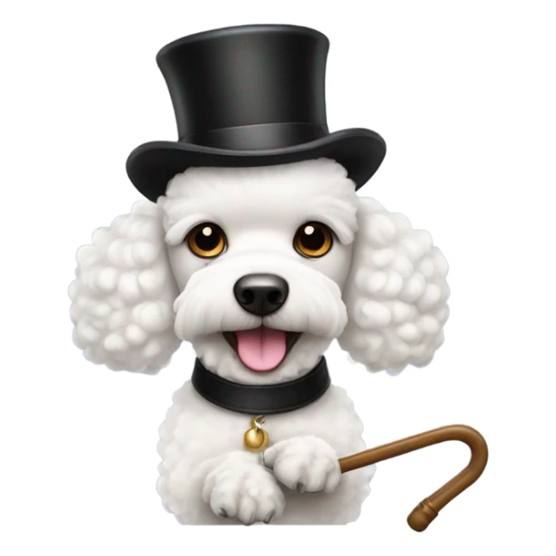 White poodle with top hat and cane sticker