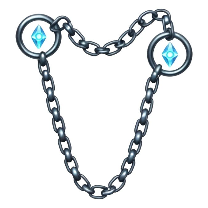 Broken chain with glowing spectral link, gothic fantasy iOS emoji sticker